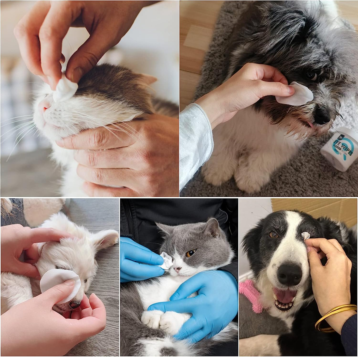 Pet Eyes Wipes, 150 Pcs Universal Cat & Dog Grooming Wipes, Natural and Safe for Removing Dirt Crust and Discharge, Hypoallergenic for Eye, Ear, Nose image number 2