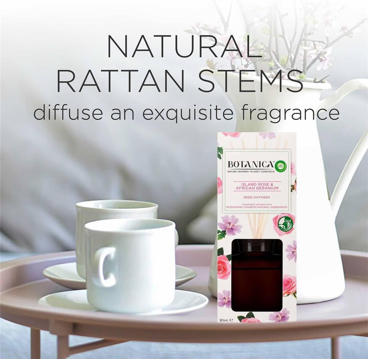 Botanica Reed Diffuser, Island Rose and African Geranium, 80Ml image number 5