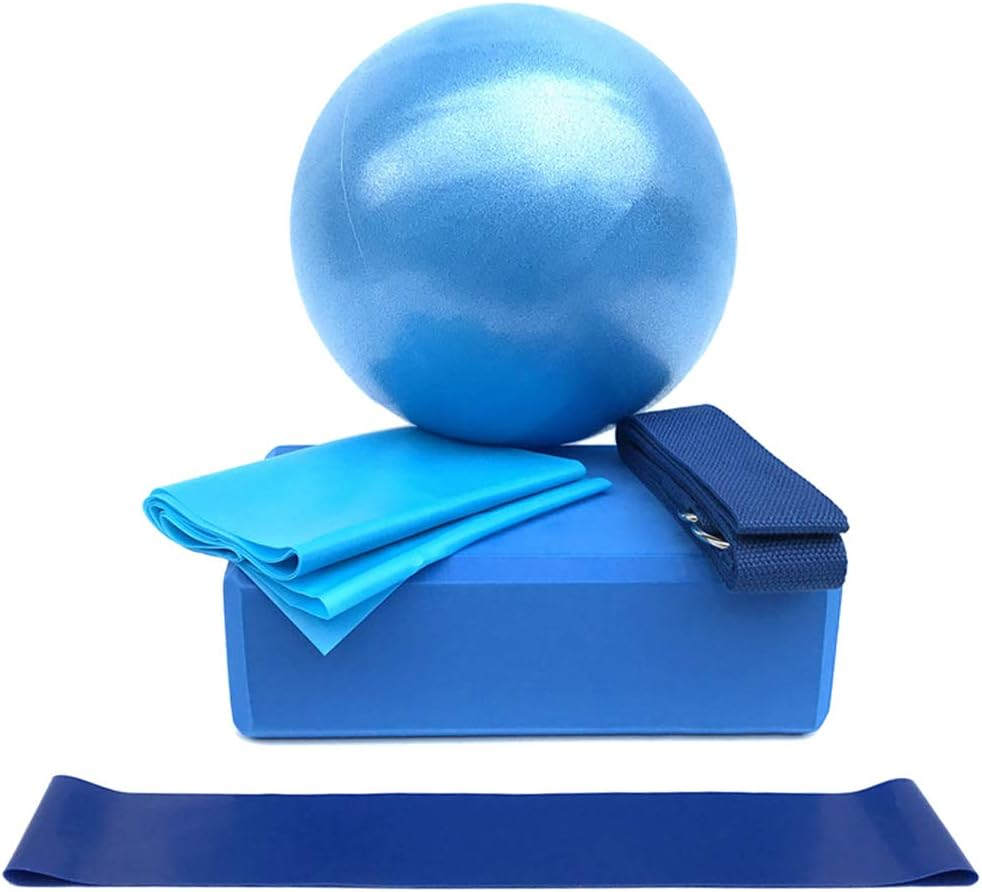 Yoga Ball, Yoga Set Exercise Ball with Yoga Block, Yoga Stretching Band, Resistance Loop Band, 5Pcs Home Gym Workout Set, Stability Ball & Balance Ball Seat to Relieve Back Pain