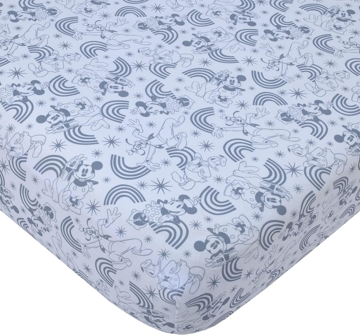 Disney Mickey Mouse - Grey, Ivory and Black Photo Op Fitted Crib Sheet - Black, Grey, Ivory image number 3