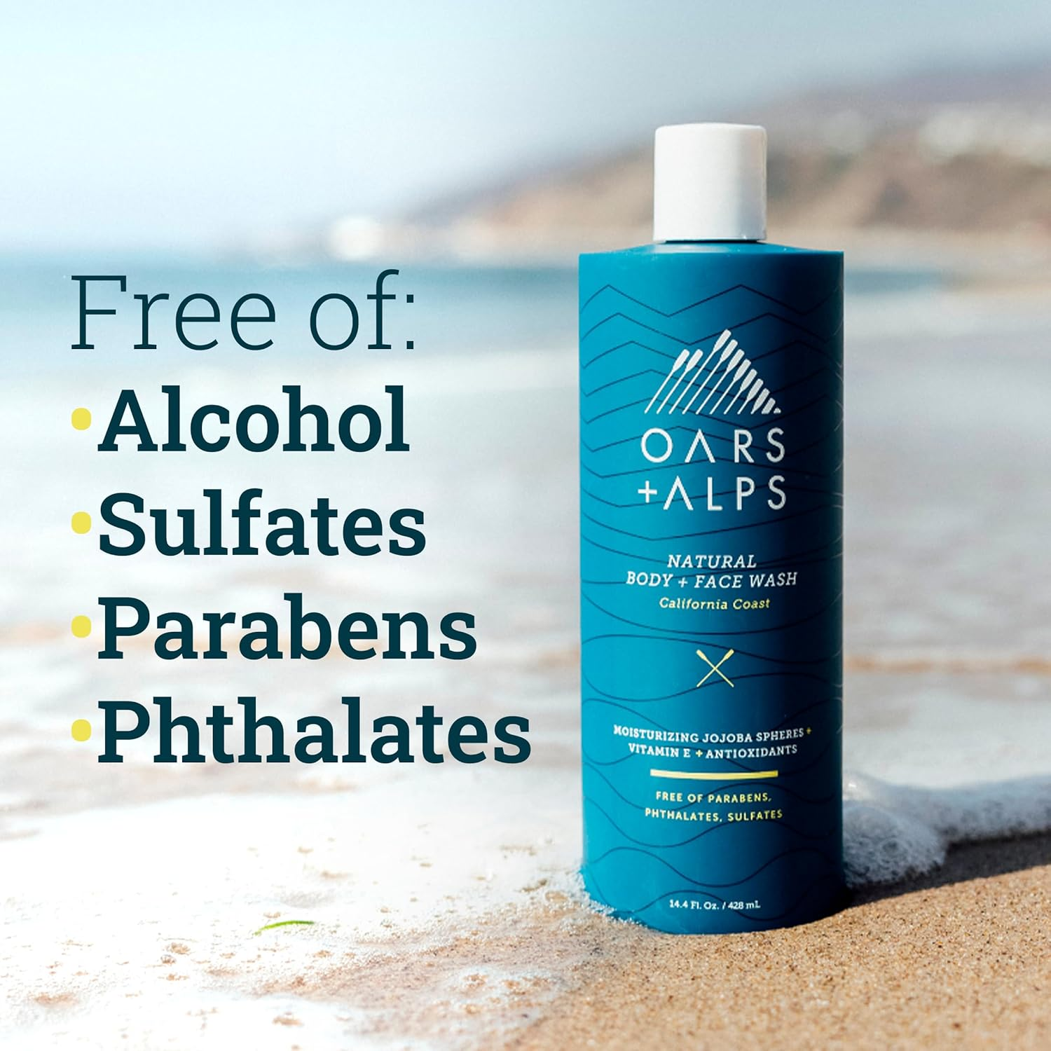 Oars + Alps Men'S Moisturizing Body and Face Wash, Skin Care Infused with Vitamin E and Antioxidants, Sulfate Free, Variety, 3 Pack image number 2