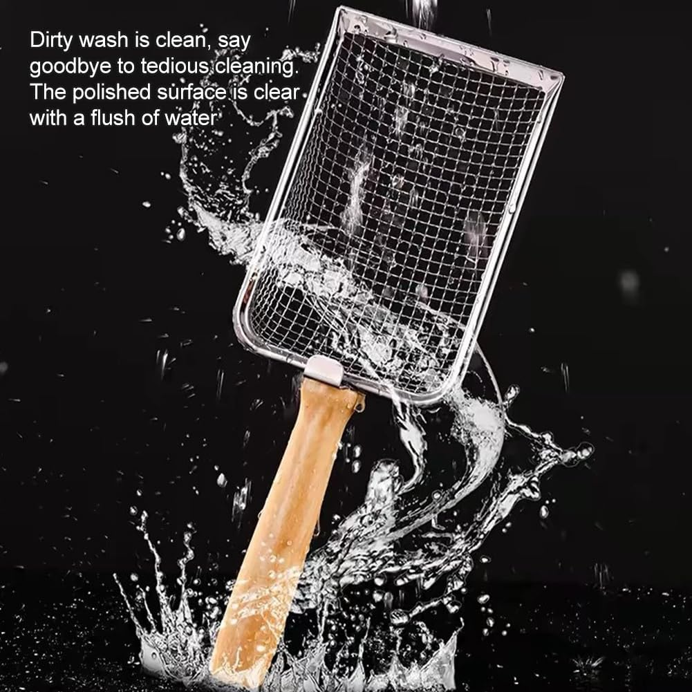 Practical Beach Deep Shovel Home Reptile Dog Stainless Steel Cat Litter Scoop Durable Wooden Handle image number 6