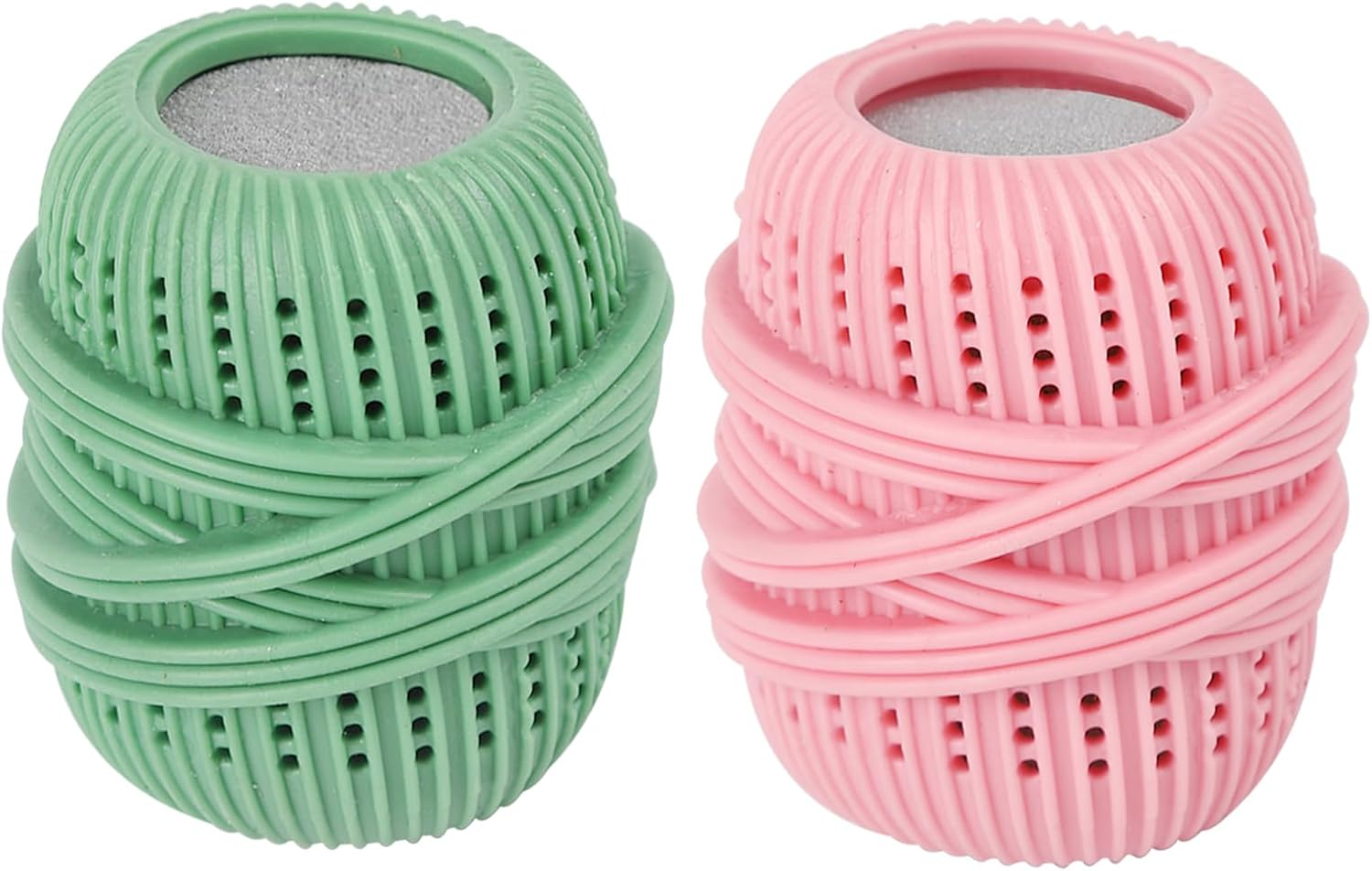 2 Pcs Reusable Washing Machine Lint Remover Balls, Anti-Entanglement Laundry Balls with Sponge for Deep Cleaning, Multi-Functional Eco-Friendly Washer Balls for Pet Hair & Lint Removal (Green & Pink)