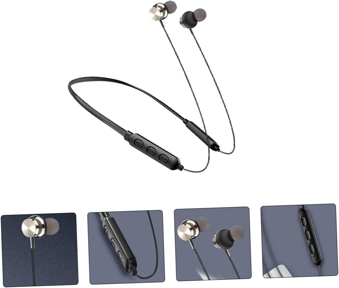 SECFOU Wireless Neckband Wireless Headset 5.0, Waterproof In-Ear Stereo Earbuds with Magnetic Design, Sweat-Resistant Sports Wireless Earpiece for Running and Gym Use, Black image number 5