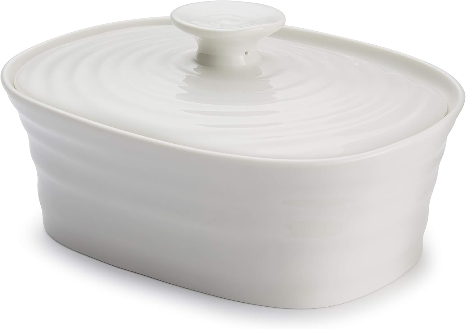 Portmeirion Sophie Conran White Covered Butter Dish | Butter Keeper with Lid for Countertop | Made from Fine Porcelain | Microwave and Dishwasher Safe image number 2