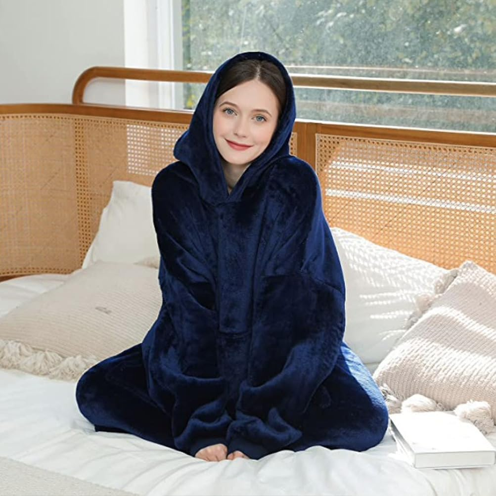 HPAMR Oversized Hoodie Blanket Sweatshirt, Wearable Blanket Hoodie, Oversized Sherpa Hooded, Extra Long Wearable Sweatshirt, Super Soft Warm Comfy Plush Hooded Blanket image number 3