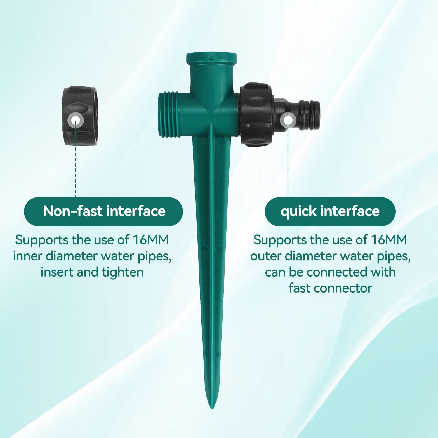 Proxima Direct 2 Pack Yard Sprinkler 360&deg; Rotating Lawn Sprinkler with up to 3,000 Sq. Ft Coverage - Adjustable, Weighted Gardening Watering System (Green) image number 3