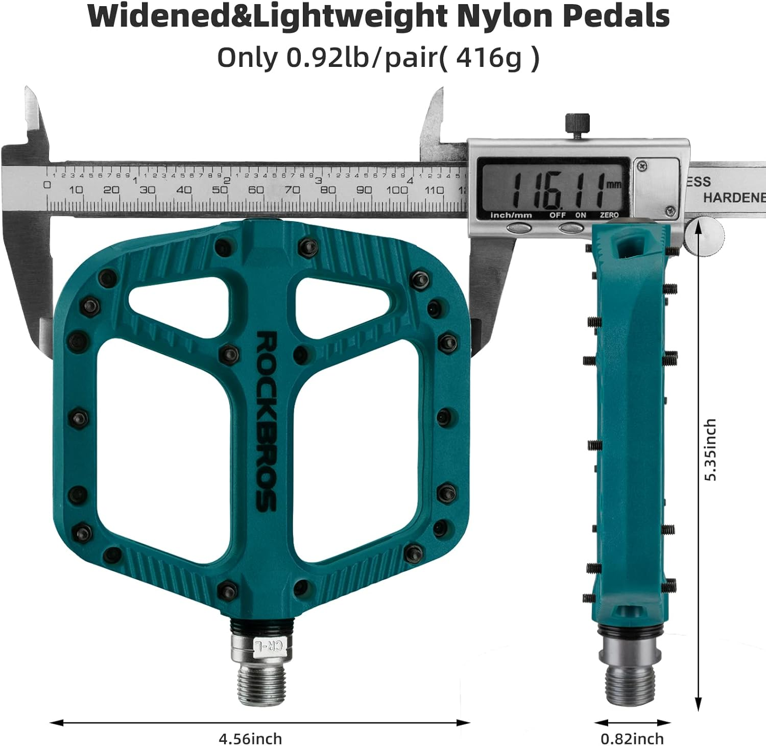 ROCKBROS Mountain Bike Pedals Nylon Composite Bearing 9/16" MTB Bicycle Pedals with Wide Flat Platform - Blue image number 5