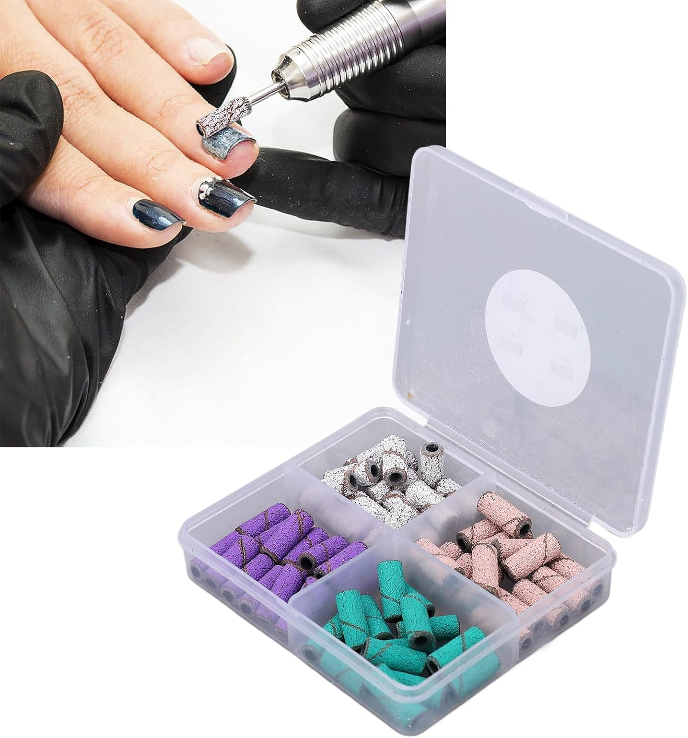 60Pcs Professional Small Sanding Bands, Small Sanding Band for Nail Drill Bits, Manicure Salon Use, Mini Sanding Bands for Manicures and Pedicure image number 4