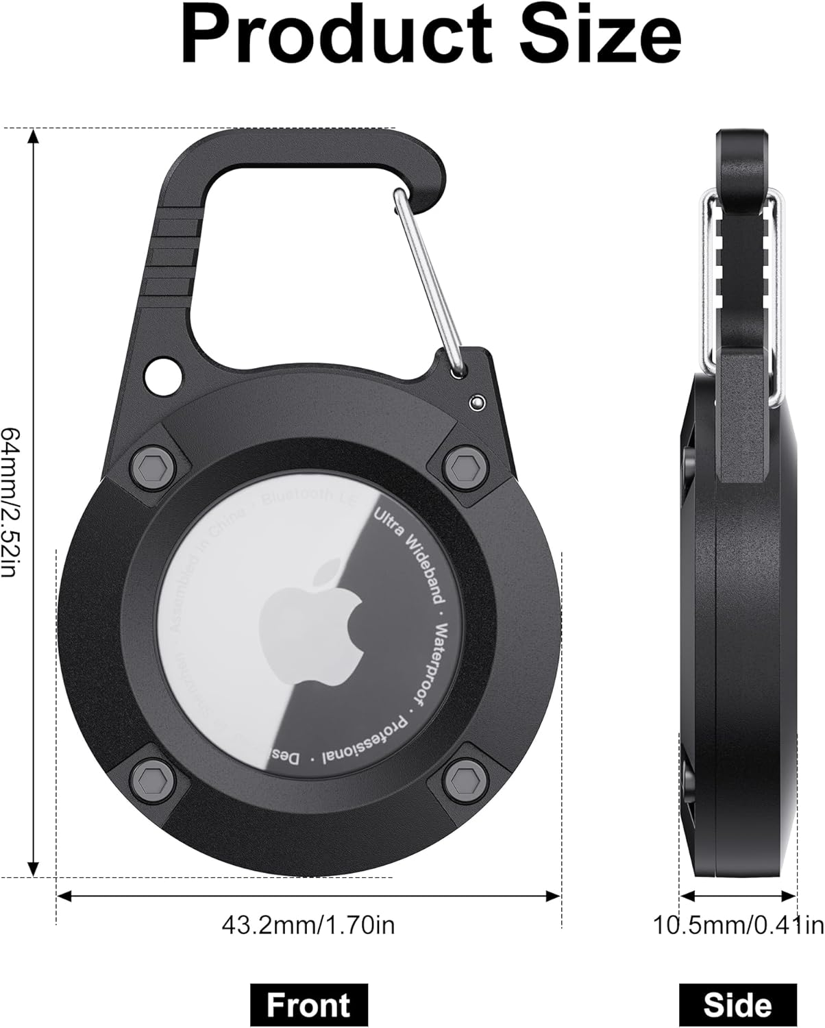 For Airtag Holder 2 Pack,Waterproof Apple Airtag Keyring with Carabiner,Airtag Case for Luggage,Keys,Backpack,Car,Bags,Kids,Dog Collar,Keychain image number 6