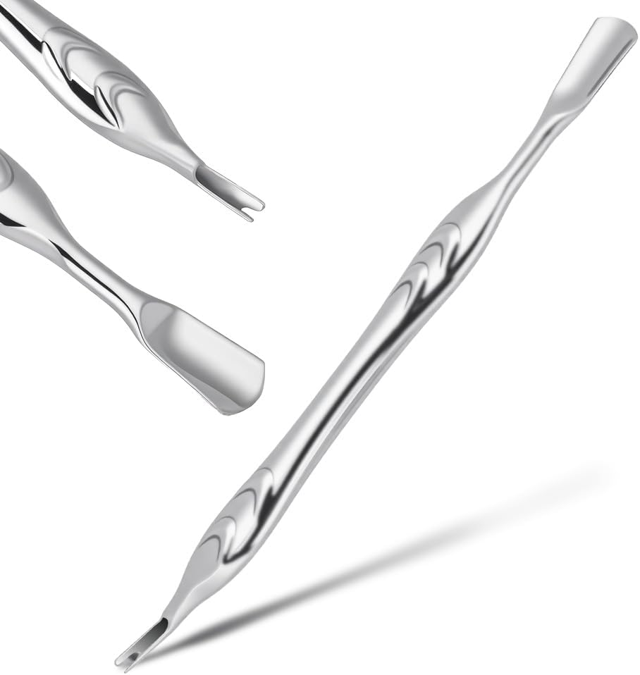 Alaoo Cuticle Pusher with Fork, 2-In-1 Stainless Steel Metal Spatula, Cuticle Pusher, Dual Ends Cuticle Fork, Professional Nail Pusher Spatula Pusher for Processing Cuticle, Manicure, Pedicure (A) image number 6