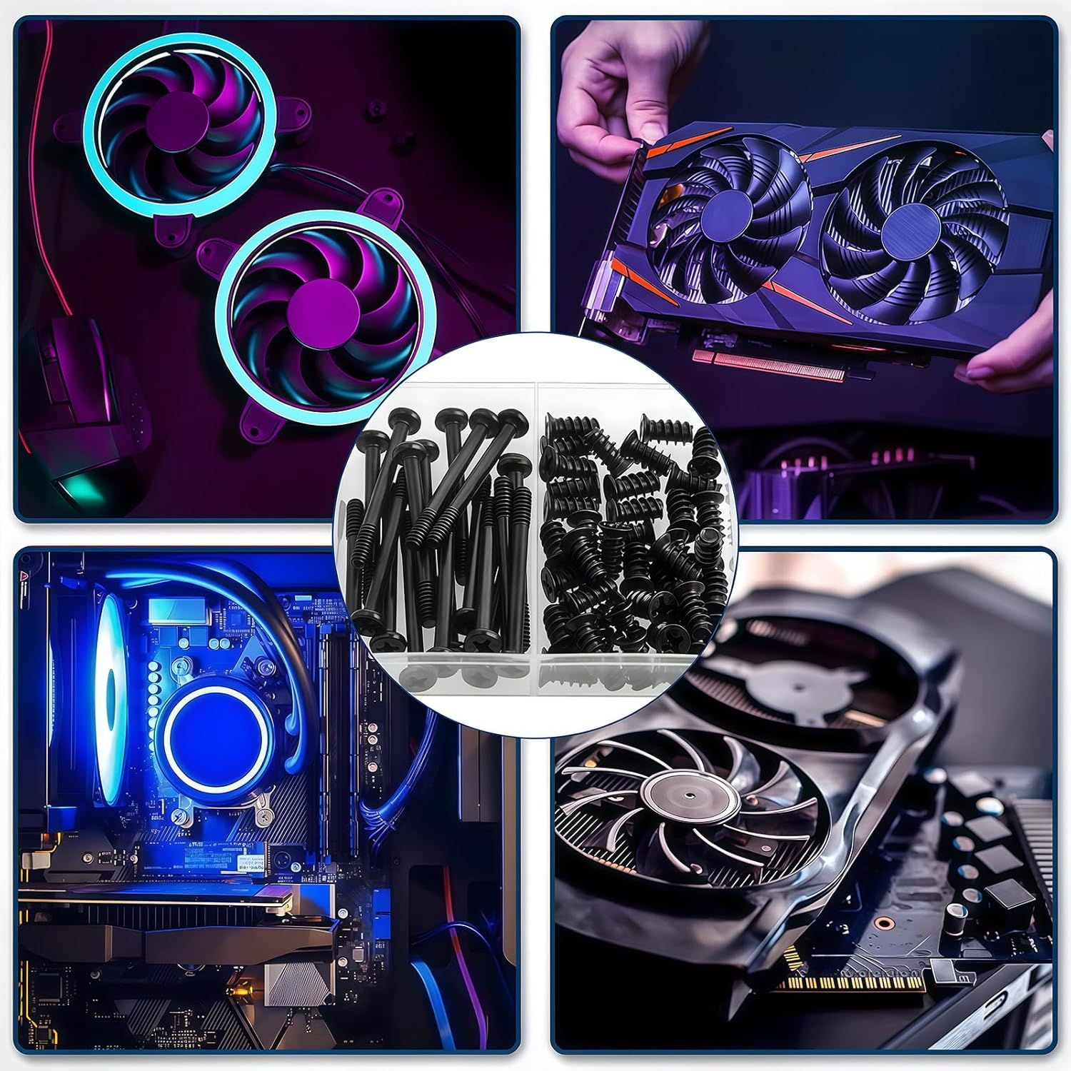 Zmbroll 60Pcs Black PC Computer Case Cooling Fan Mount Screws UNC 6-32X35Mm Fan Long Screw and PC Case Fan Screws M5X10Mm Radiator Water Cooling Screw for Computer Case Fan Mount image number 4