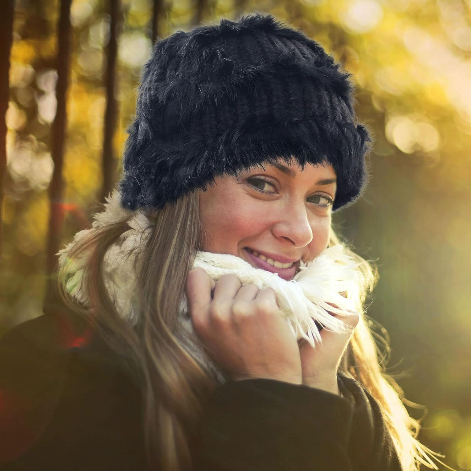 TRADERPLUS Winter Knitted Beanie Hat, Slouchy Crochet Style - Black image number 3