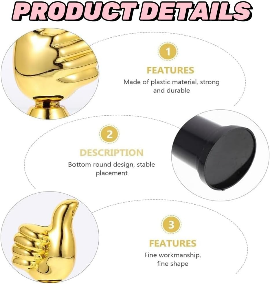 DACUAN 4Pcs Gold Trophy plus Thumbs Up,Trophies Thumbs up Trophies, Trophies Gold Trophy Awards Rewards Trophies Trophy,Gold Trophy Cup Trophy for Kid for Award Ceremony