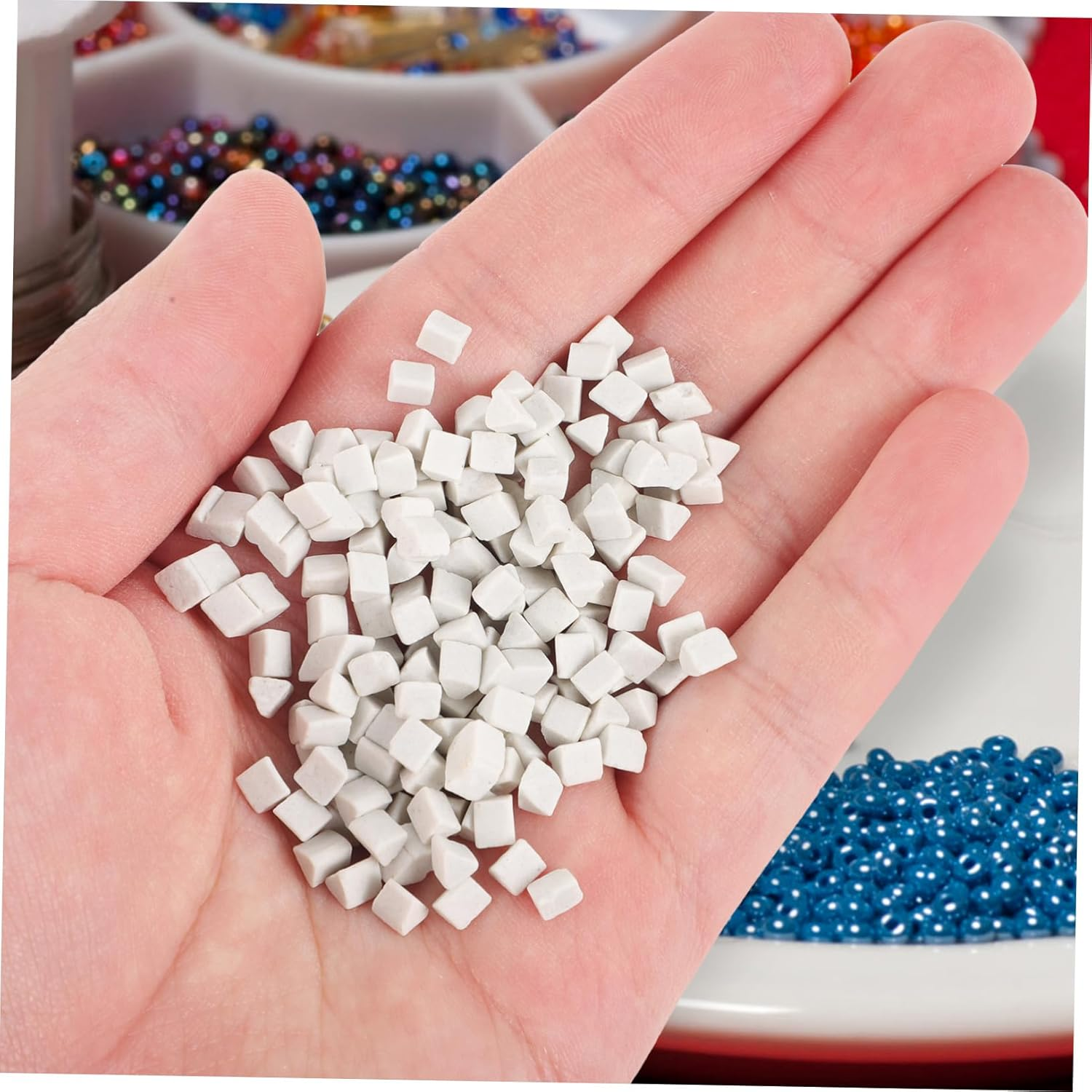 IWOWHERO 1 Set Rock Tumbler Media Tumbling Pellets Filler Media Tumbling Supplies Tumbling Abrasive for Grinding Rock Polishing Grit Craft Tumbling Abrasive White Triangle Ceramics image number 6