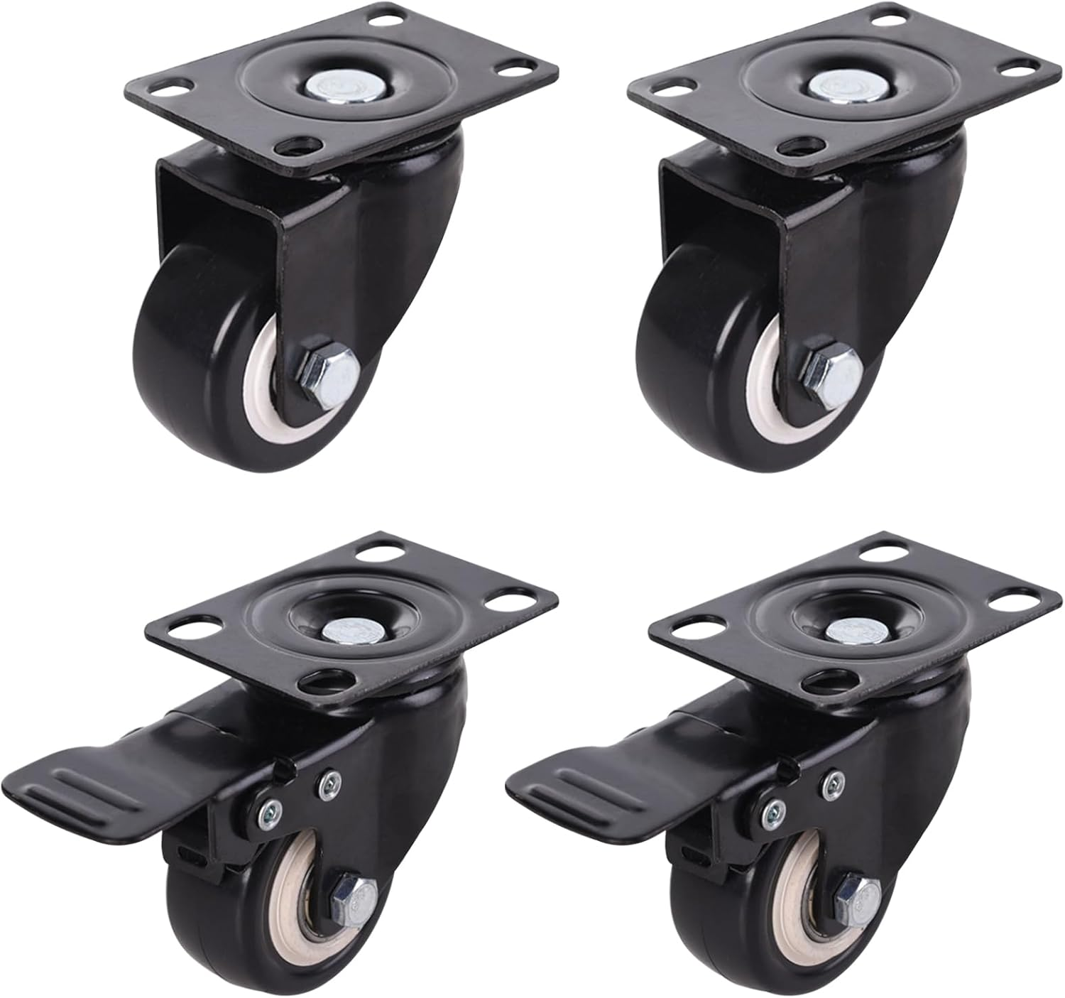 Acbbmns 4Pcs 3 Inch Caster Wheels with Brake, Heavy Duty Swivel Castors No Noise for Furniture Workbench Trolley