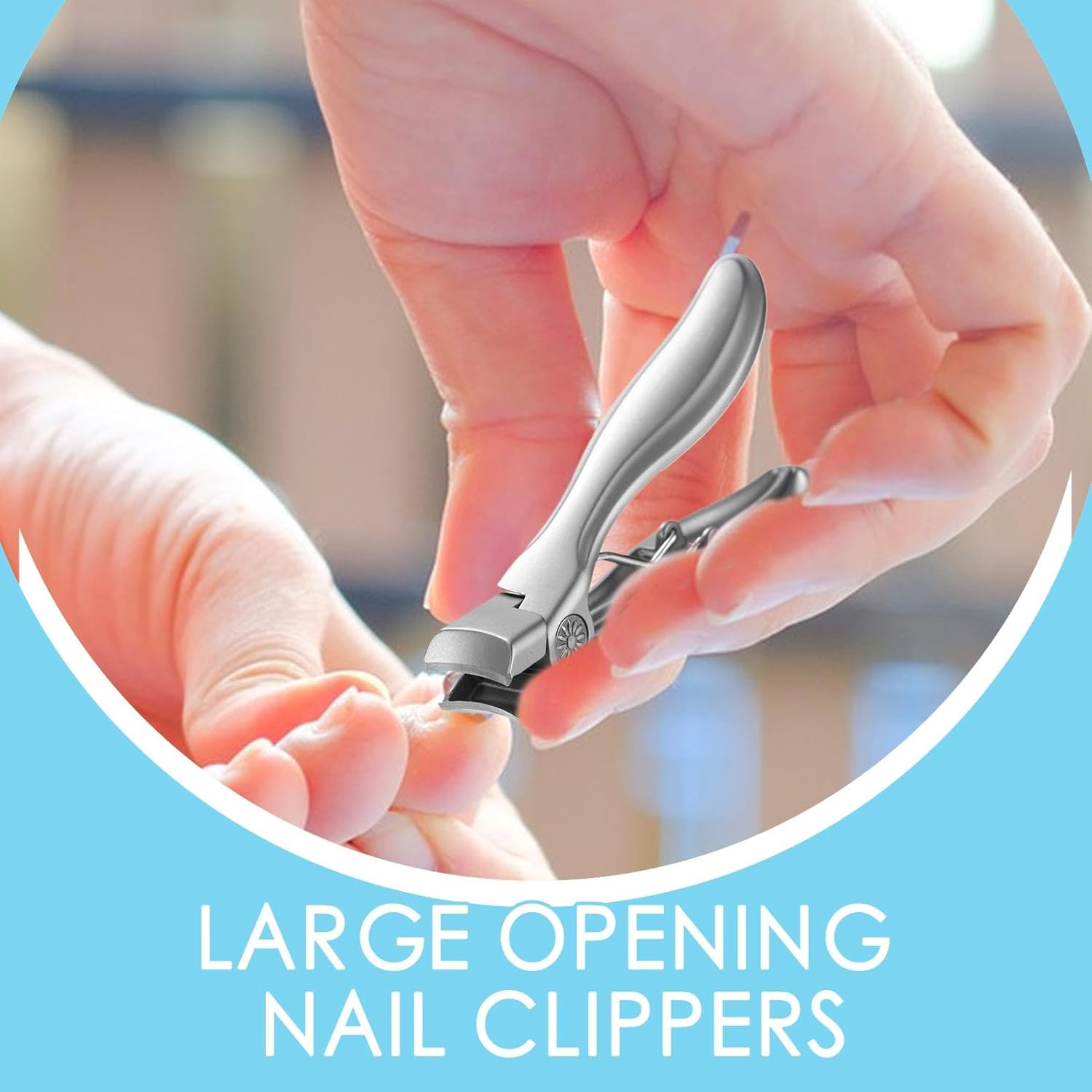 Quzente Wide Jaw Opening Nail Clippers,Heavy Duty Nail Clippers Wide Jaw Opening Toenail Clippers | Long Handle Fingernail Clippers No Splash Nail for Seniors image number 2