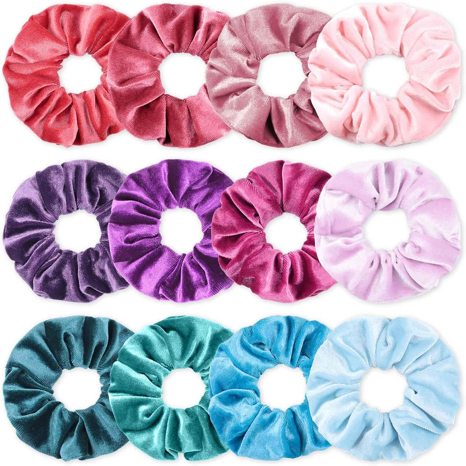 PROPOG Velvet Scrunchies for Girls, Hair Scrunchies for Women'S Hair Premium Scrunchie Elastic Hair Bands Tie Dye Scrunchy Hair Ties Ponytail Holders Hair Accessories for Girls Women 12 Colors