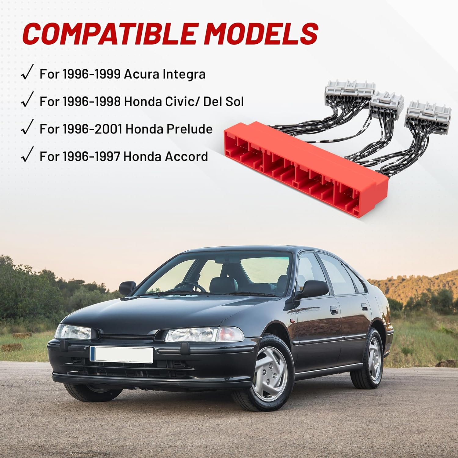 REDWOLF Car OBD2A to OBD1 ECU Jumper Conversion Harness Adapter for 1996-2001 Honda/Acura/Accord/Civic/Del Sol/Prelude image number 2