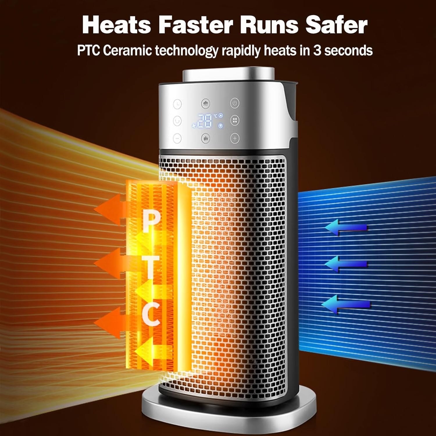 Space Heater Indoor with Humidifier & Flame Night Light - 2000W PTC Ceramic Heater Fast Heating with Remote, Oscillation, Timer with Thermostat for Office Bedroom (AU Plug) image number 5