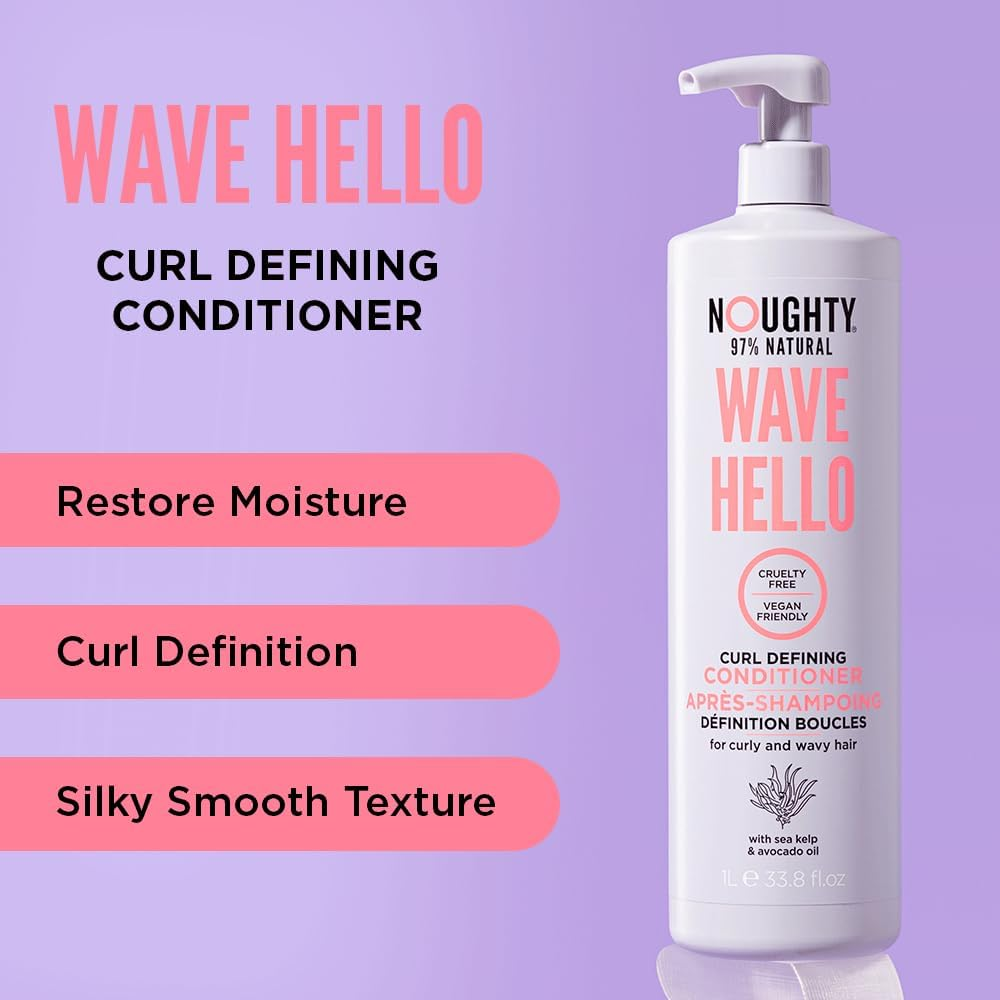 Noughty 97% Natural Wave Hello Curl Defining Conditioner, 97% Natural Sulphate Free Vegan Haircare, Vitamin Rich Formula for Curly and Wavy Hair, with Sea Kelp and Avocado Oil 1L image number 6