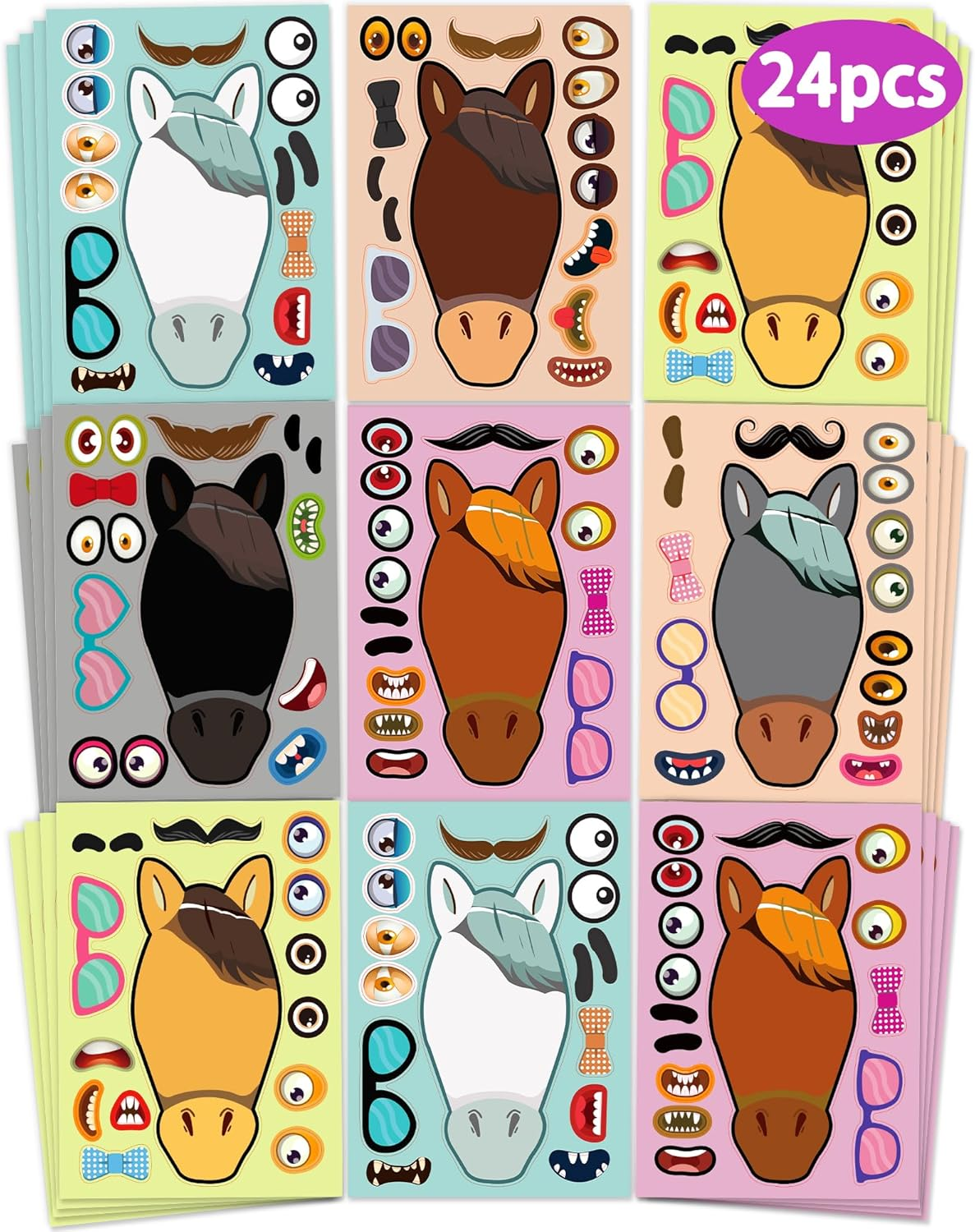 24 Pcs Make Your Own Unicorn Sticker Sheet, Unicorn Party Favors Face Stickers for Kids Girls Toddlers Crafts Activities Bags Birthday Party Favors Valentines Day Gifts for Kids Classroom image number 2