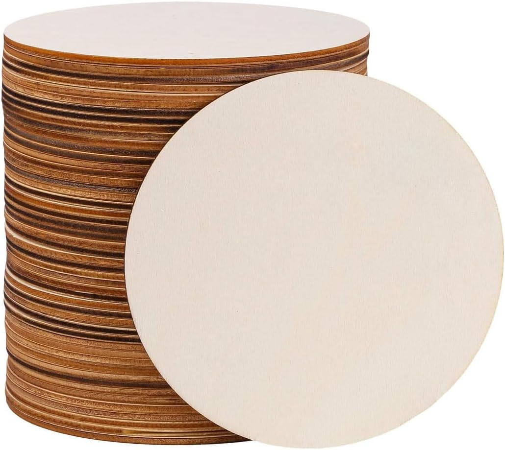 Aufondof 30 Pcs Wood Rounds Discs for Crafts 4 Inch Unfinished Wood Crafts Wood Blanks Circles for Crafts Wooden Discs for DIY Christmas Home Decor Painting and DIY Home Decor image number 3