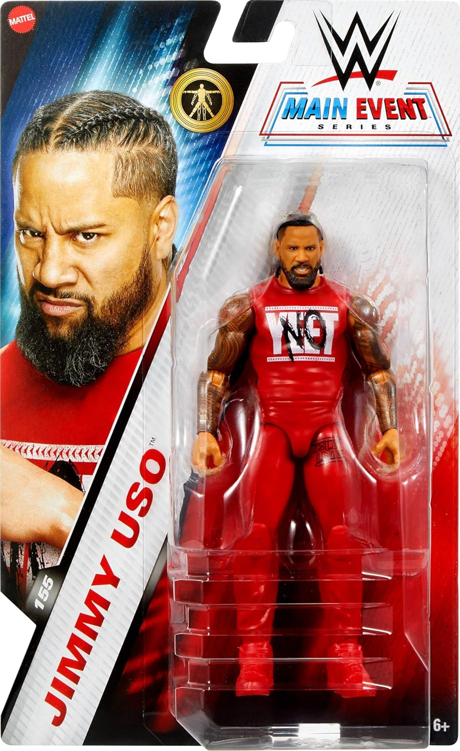 Mattel WWE Jimmy USO Action Figure, Main Event Series #155 6-Inch Collectible with 10 Articulation Points & Life-Like Look image number 2