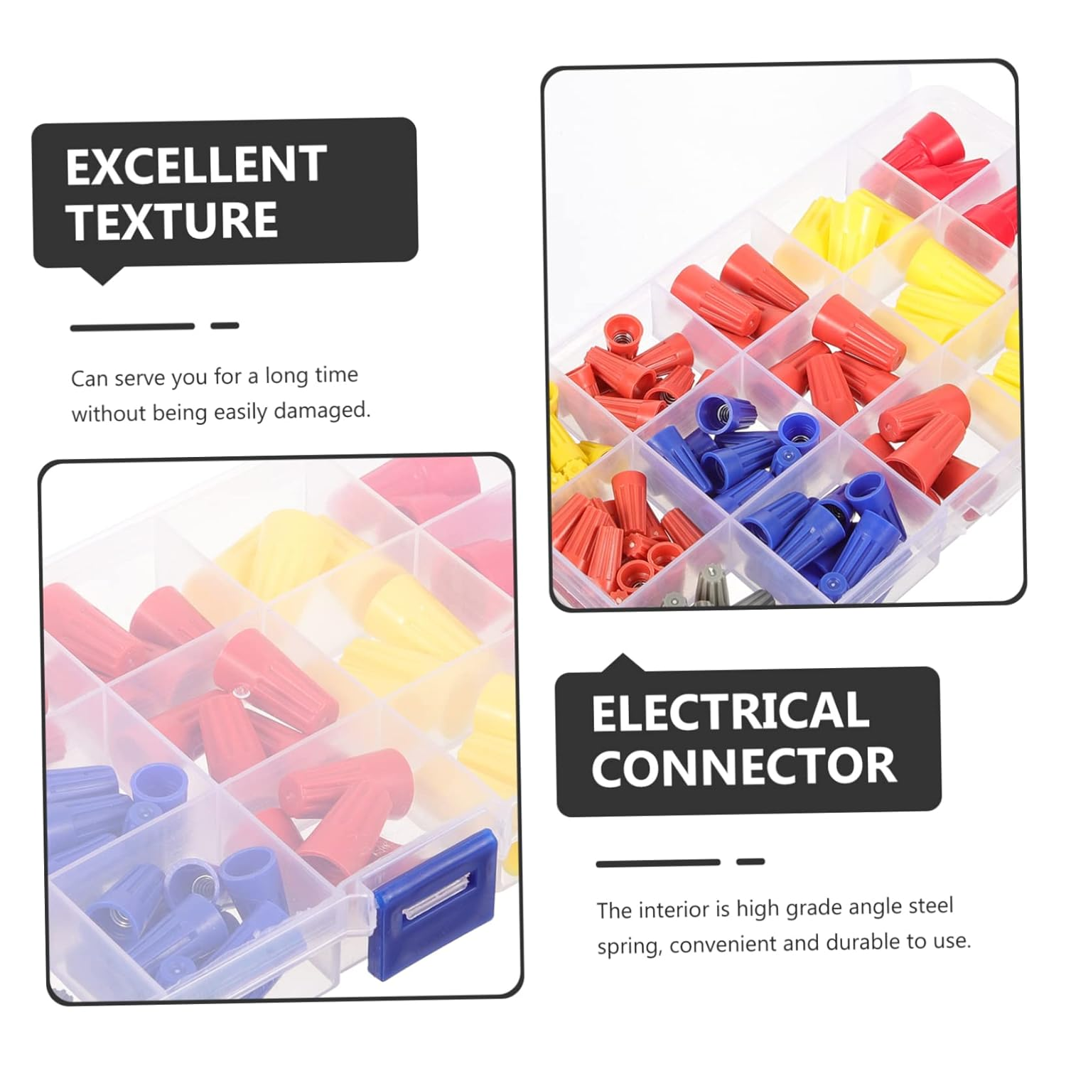 FELTECHELECTR 102Pcs Screw Type Crimping Cap Spring Insert Nuts Screw Terminals Wire Connectors Wire Connector for Quick Connection Ground Wire Connector Terminals with Spring Insert Wire Caps image number 3