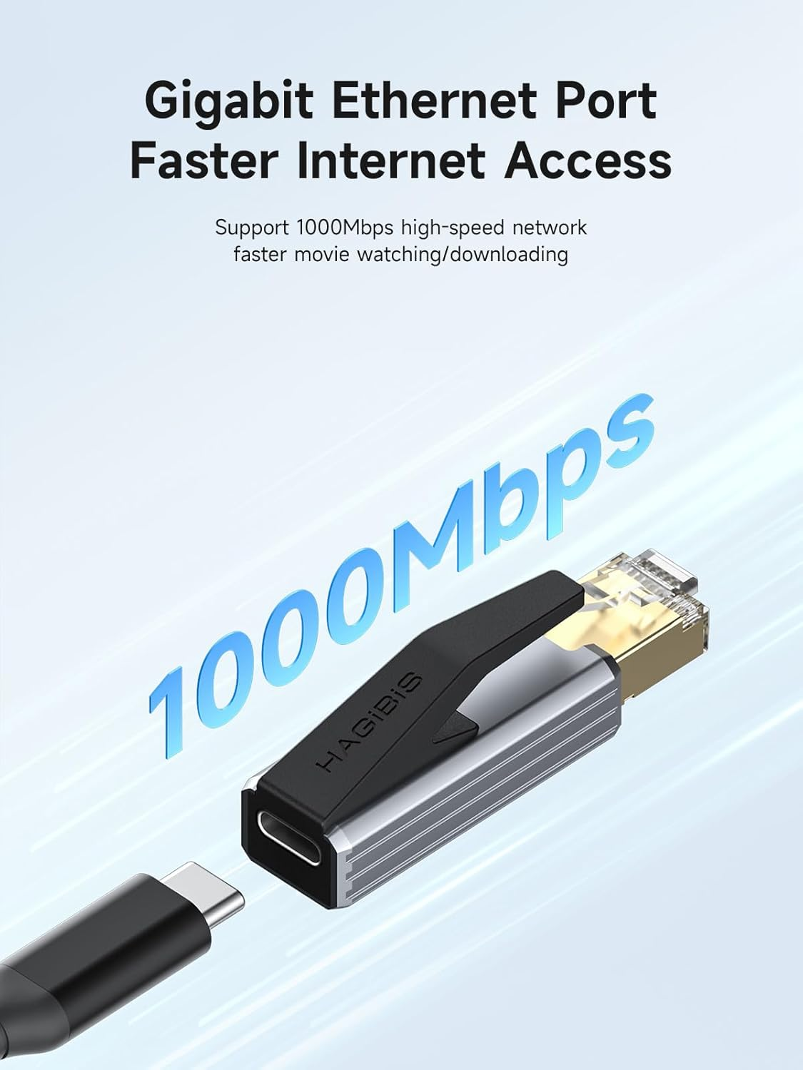 Hagibis USB C to Ethernet Adapter, Portable 1Gbps Gigabit RJ45 to Type-C (Thunderbolt 4/3 Compatible) Network LAN Hub, Compatible for Macbook Pro/Air, Iphone 16 Pro/Max, Ipad Pro, XPS image number 6