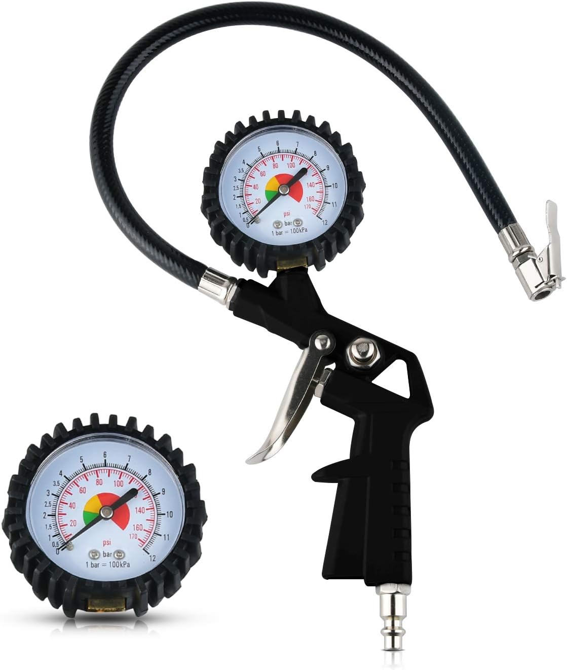 0-170PSI Tyre Inflator Dial Pressure Meter Gauge 12 BAR with Gauge for Car Van Tool Compressor image number 2