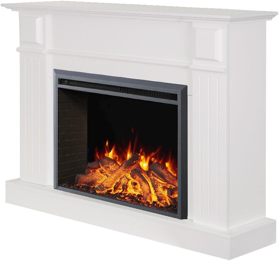 Modaliving Berwick Electric Fireplace Heater White Mantel Suite (Starlight Insert) - Mantel With Primo Insert image number 2