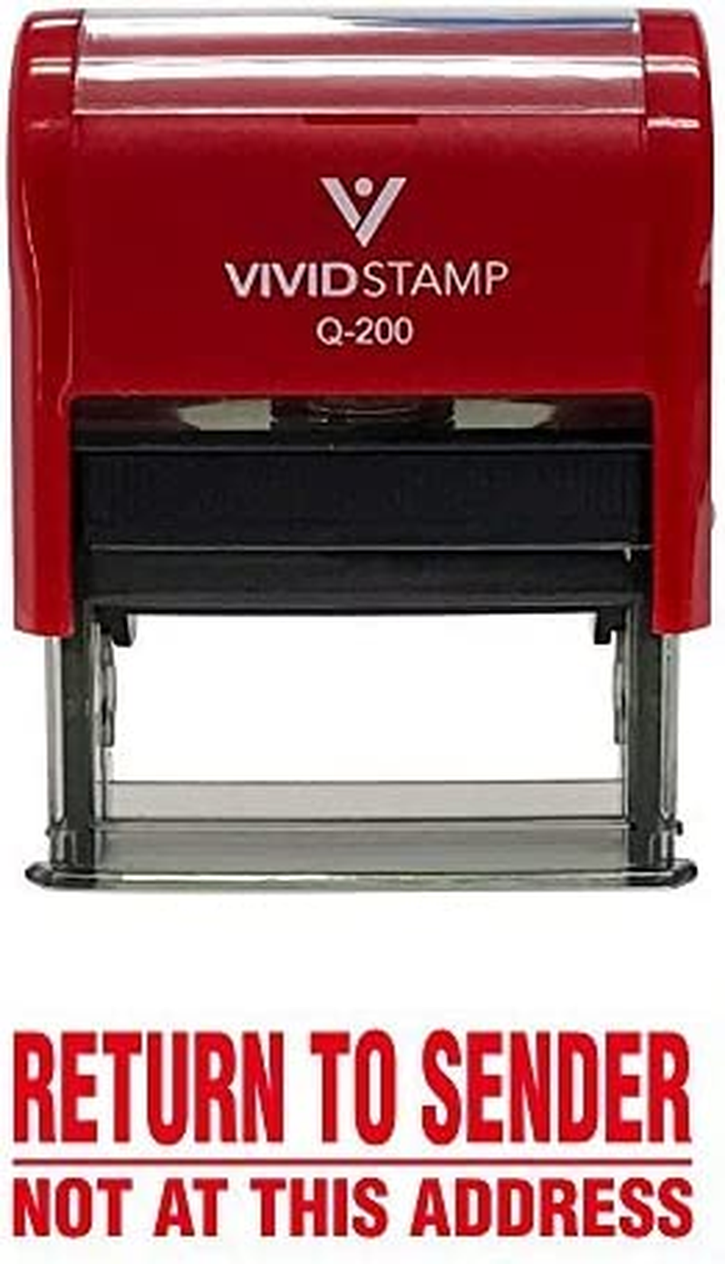 Return to Sender Not at This Address Self Inking Rubber Stamp (Red Ink) - Medium