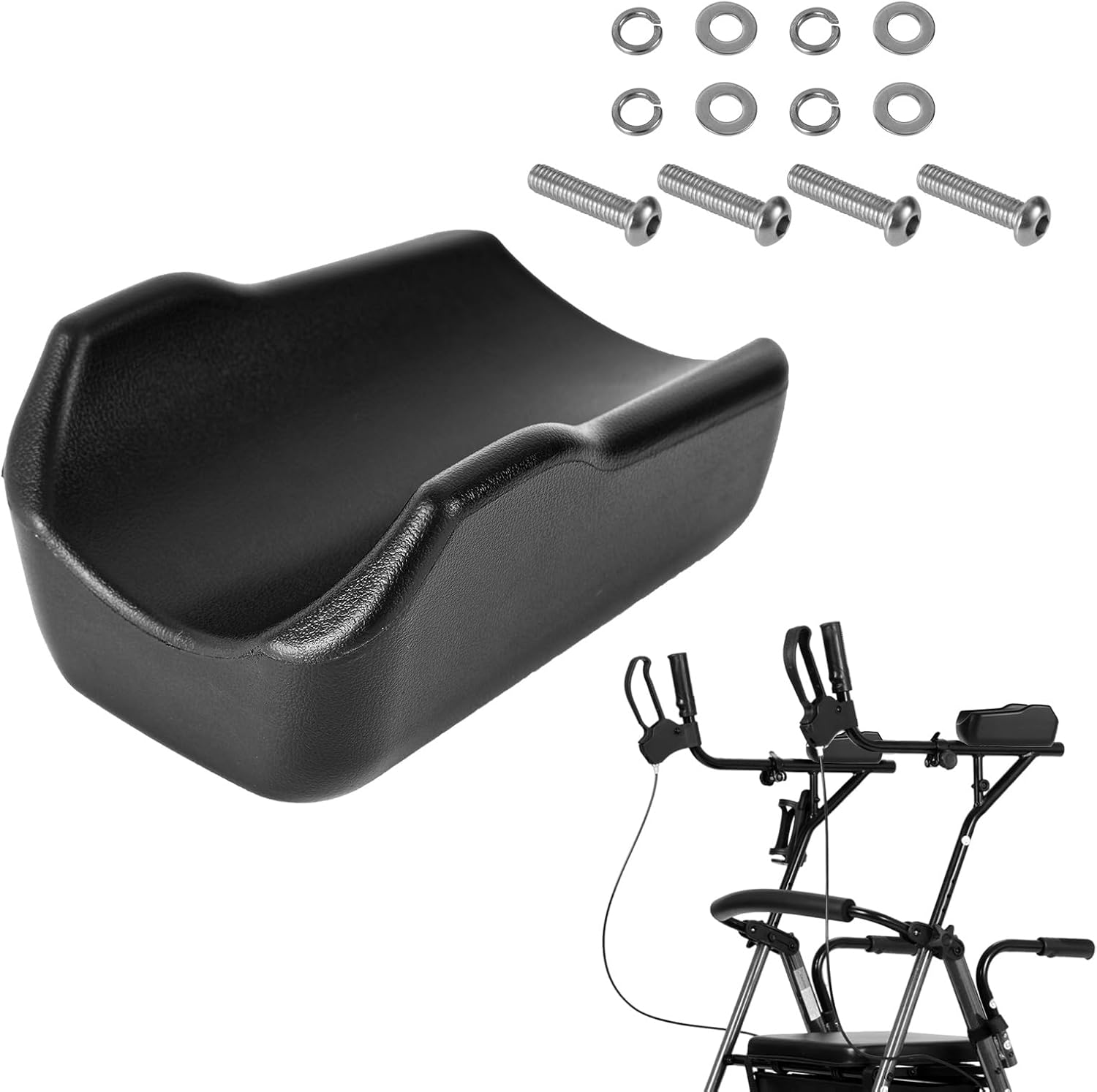 Rollator Armrest Pad, Stand up Rollator Armrest Pad Padded Armrest for Walkers Armrest for Upright Walker Rollator Accessories for Seniors (Black) image number 3