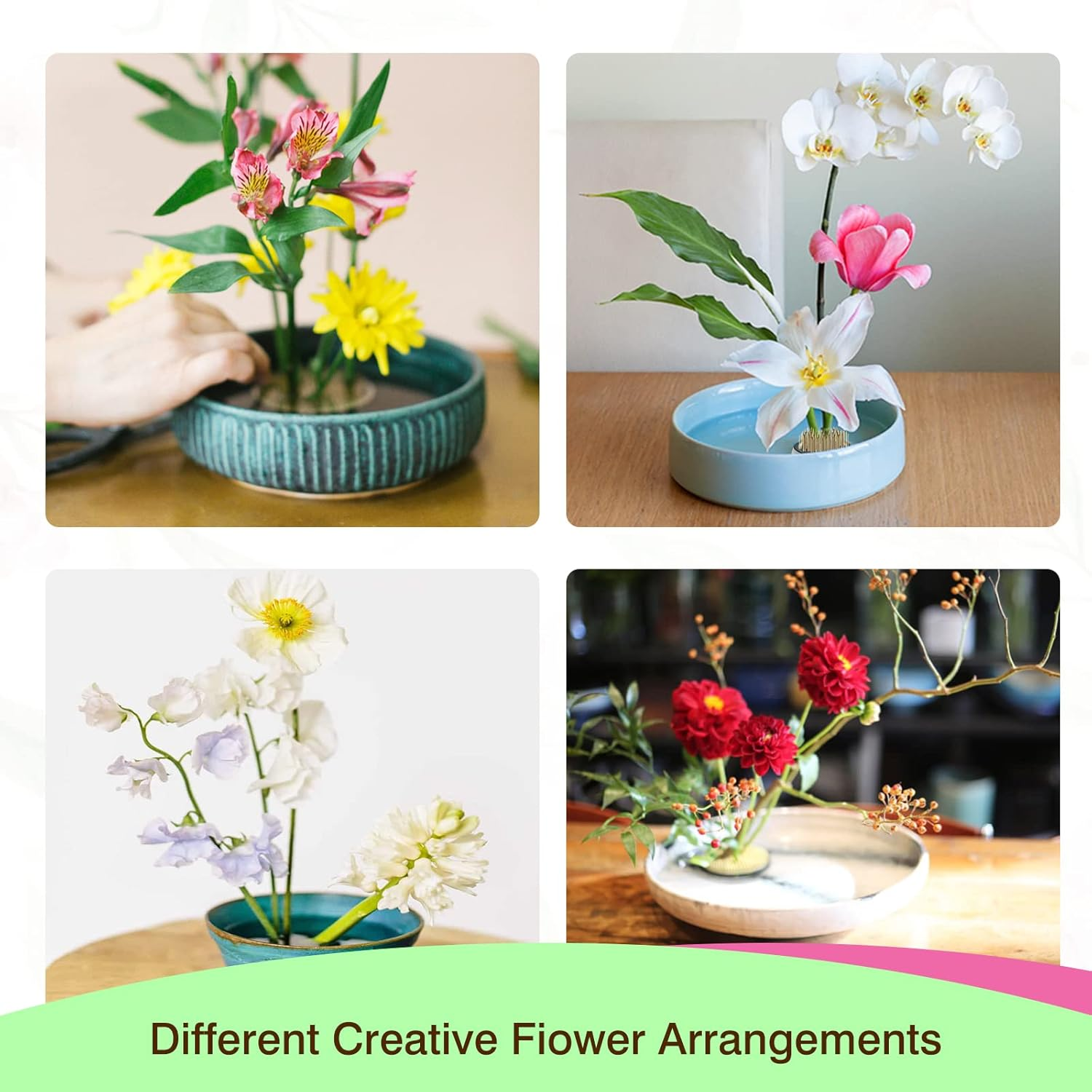 12Pcs Kenzan Ikebana Flower Frogs, Japanese Mini Kenzan Pin Frog 23Mm/0.9Inch Diameter Floral Ikebana Flower Arranger Pin Holder for Small Vase image number 2