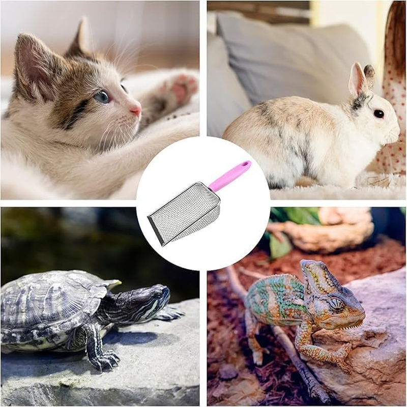 Stainless Steel Reptile Sand Substrate Scoop, 1Pc, Pink, 26.5X9.8Cm/10.43X3.86Inch, Cat Litter Scoop, Reptile Sand Substrate, 88 Count