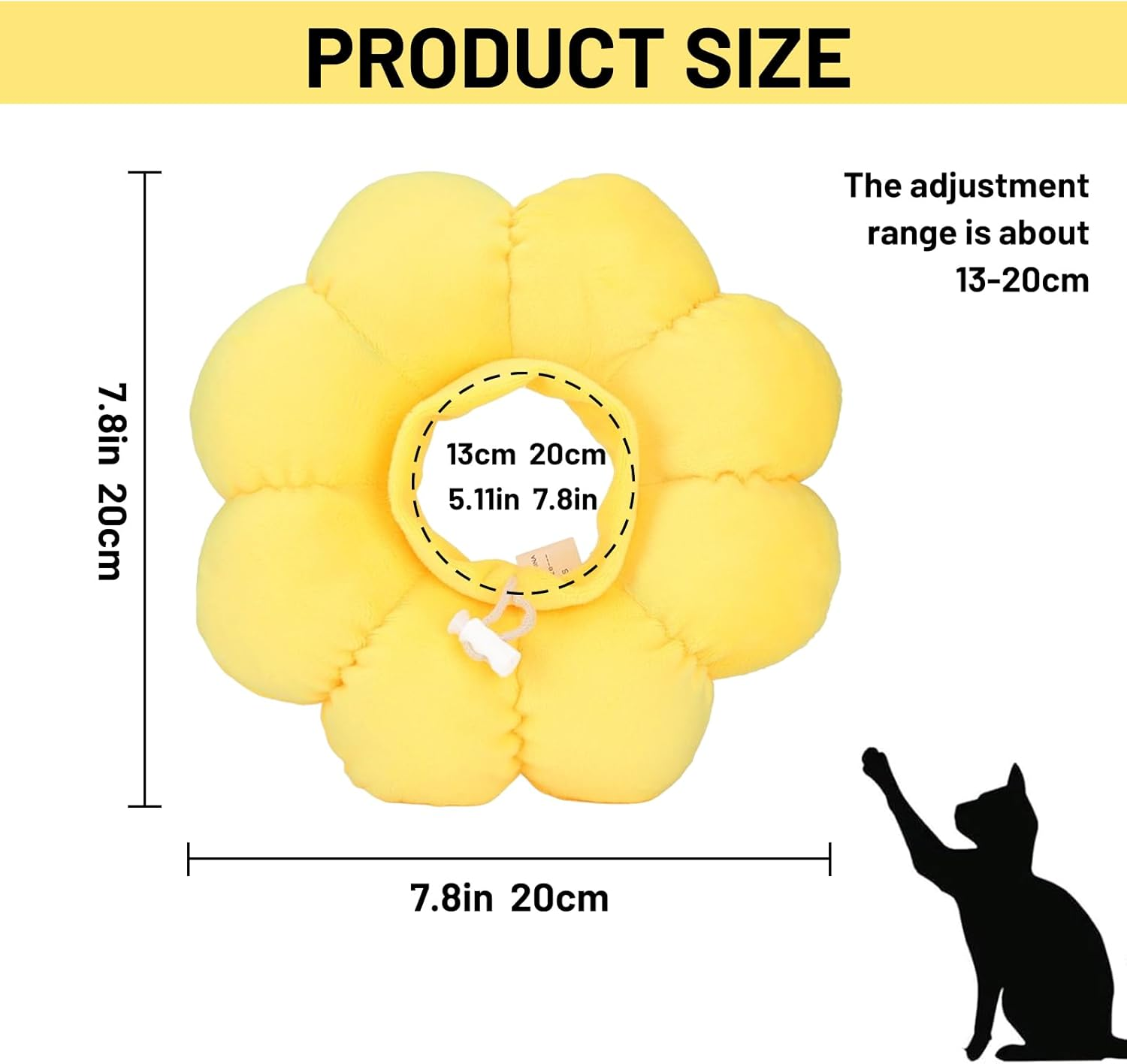 XIELBIS Cat Recovery Collar, Soft Cone Collar, Cute Sunflower Design, Adjustable for Cats, Dogs & Rabbits - Quicker Healing Post-Surgery image number 3