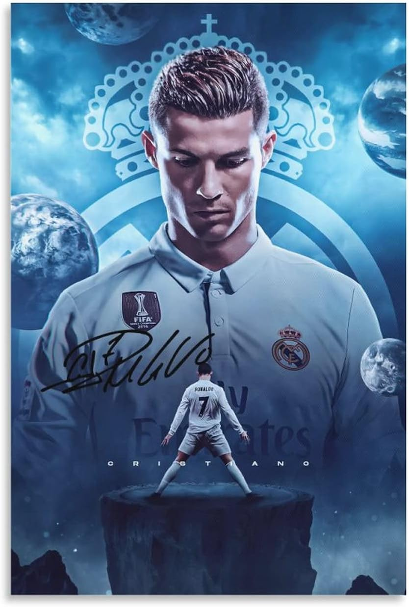 Cristiano Ronaldo Poster 3 Wall Art Canvas Print Poster Home Bathroom Bedroom Office Living Room Decor Canvas Poster Unframe: 16X24Inch(40X60Cm)