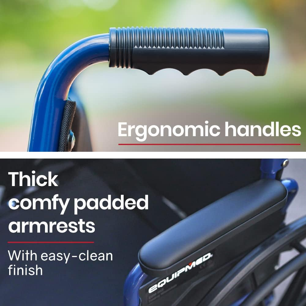 Folding Wheelchair with 24" Wheels and Blue Frame image number 3