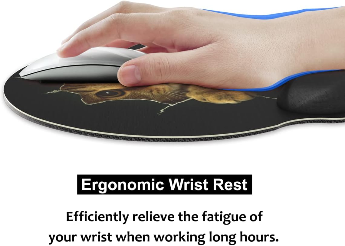 AUDIMI Mouse Pad with Wrist Rest Support Mouse Mat Non-Slip Rubber Base for Laptop PC Office Working Gaming (Cat) image number 1