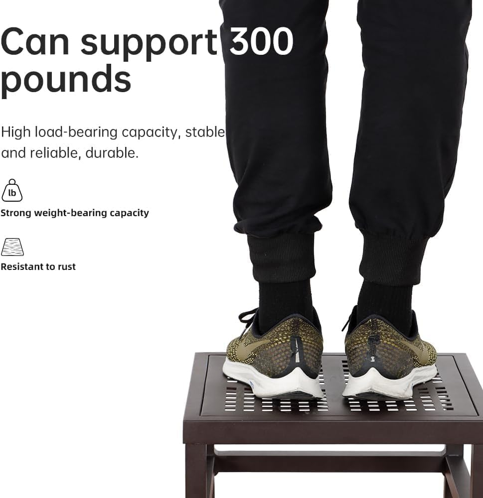 Plant Stand Indoor Outdoor, Heavy Duty Metal Plant Pot Stand Shelf,Rust Proof Aluminum Plant Holder Rack for Patio, Garden, Living Room,Brown image number 6