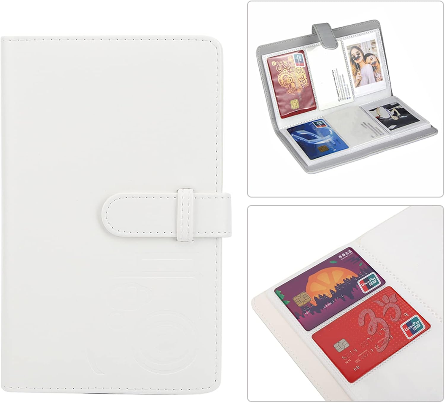 Jectse Mini Photo Album, 3 Inch 96 Pockets Small Album Photocard ID Holder, Portable Kpop Holder Book Cute for Camera (White) - Purple image number 5