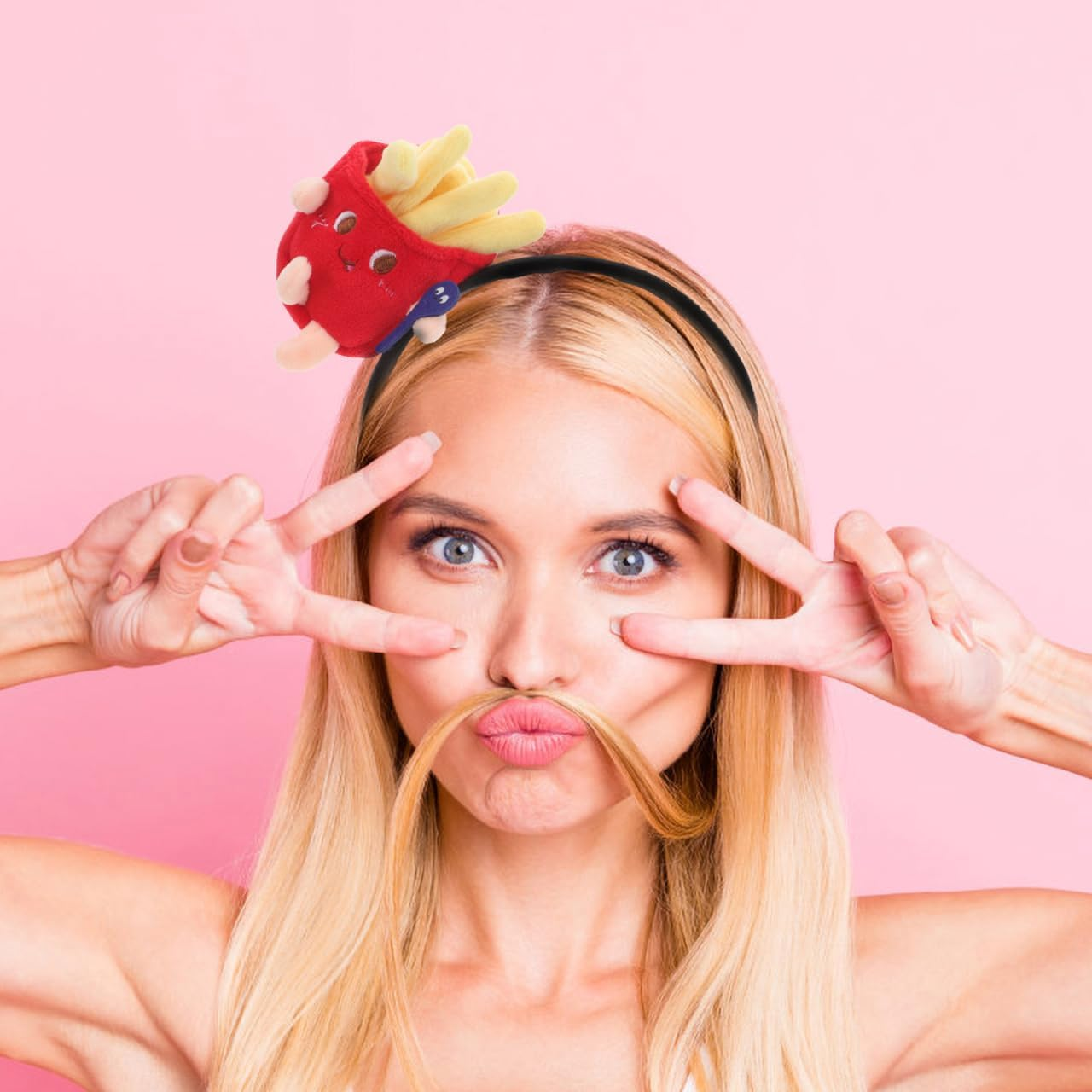 Minkissy French Fries Headband Headpiece Fun Headband Cosplay Headband Headbands for Women Headband Halloween Costume Accessories Halloween Headband French Fries Toast Hot Dog Fabric image number 5