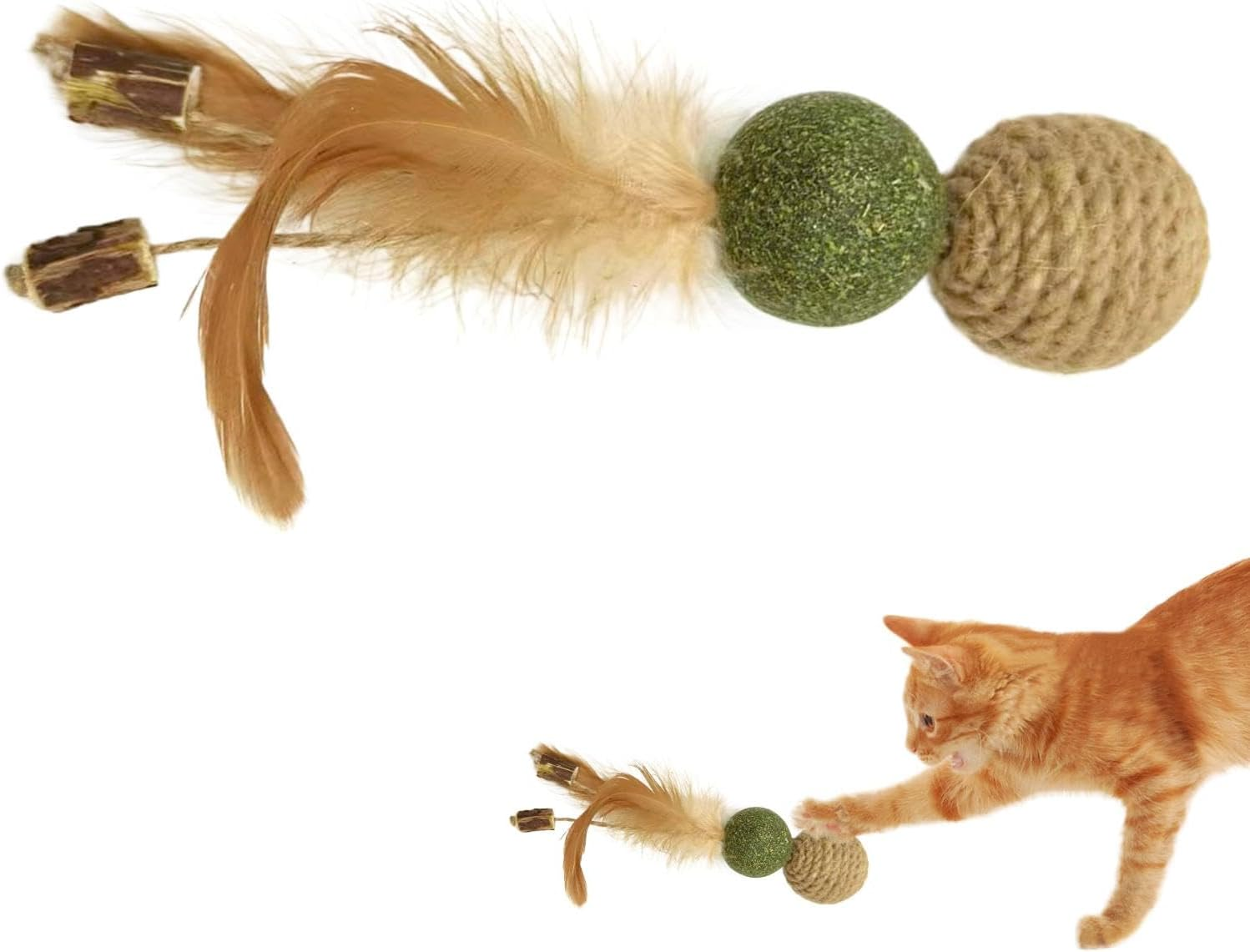 Furtryvl Interactive Cat Toy with Feather - Catnip Kitten Toy - Pet Training Tool for Boredom and Stimulating, Interactive Kitten Playing Ball image number 3