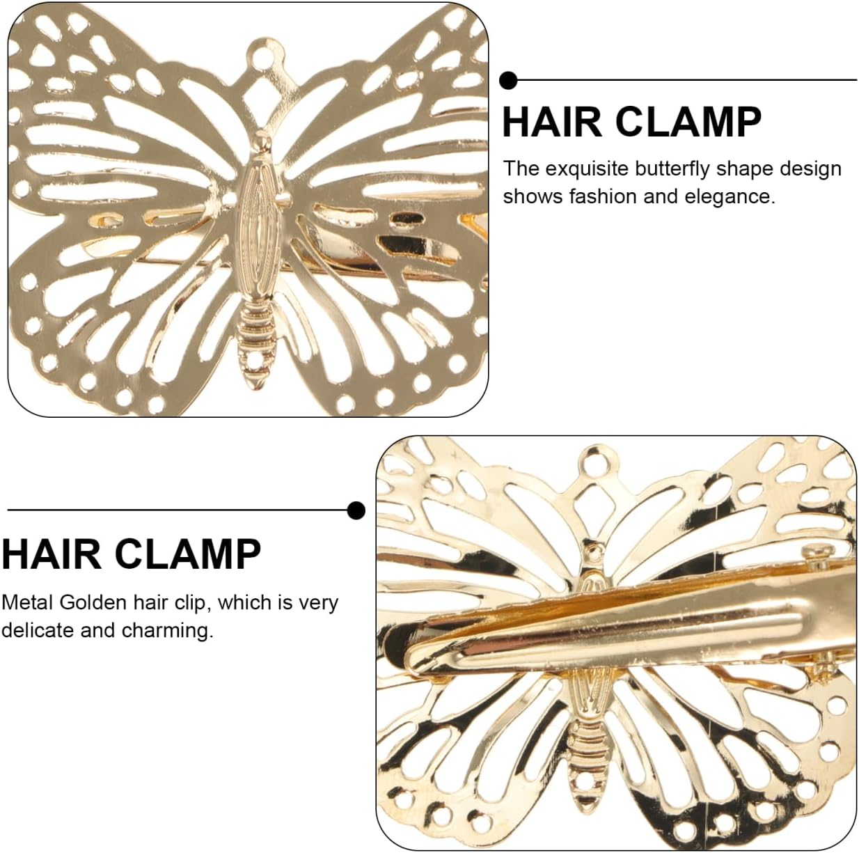 Healvian 12 X Metal Hair Clips Butterfly Hair Clips Butterfly Hair Butterflies Duckbill Hair Clips Butterfly Hair Clips with Large Bow Hair Pin Golden image number 6