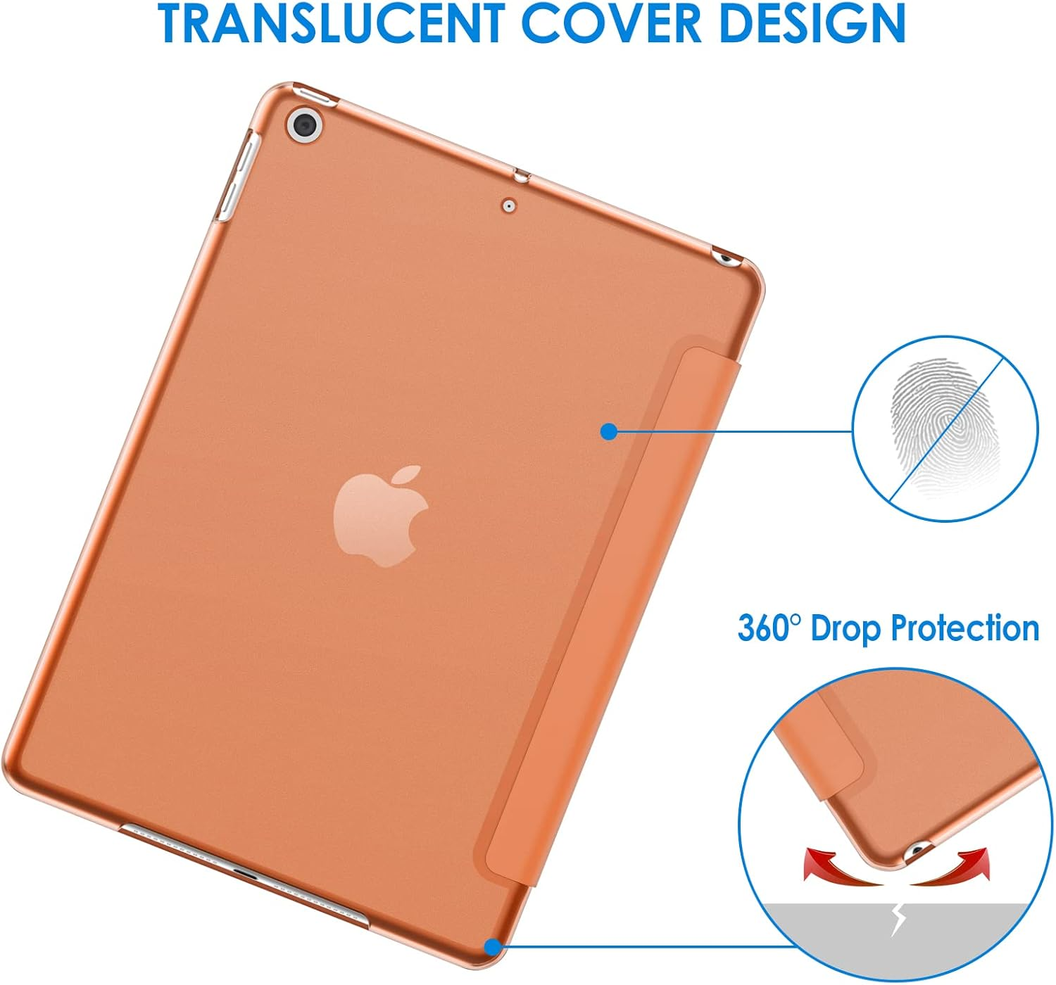 Jetech Case for Ipad (9.7-Inch, 2018/2017 Model, 6Th/5Th Generation), Smart Cover Auto Wake/Sleep (Papaya) image number 1