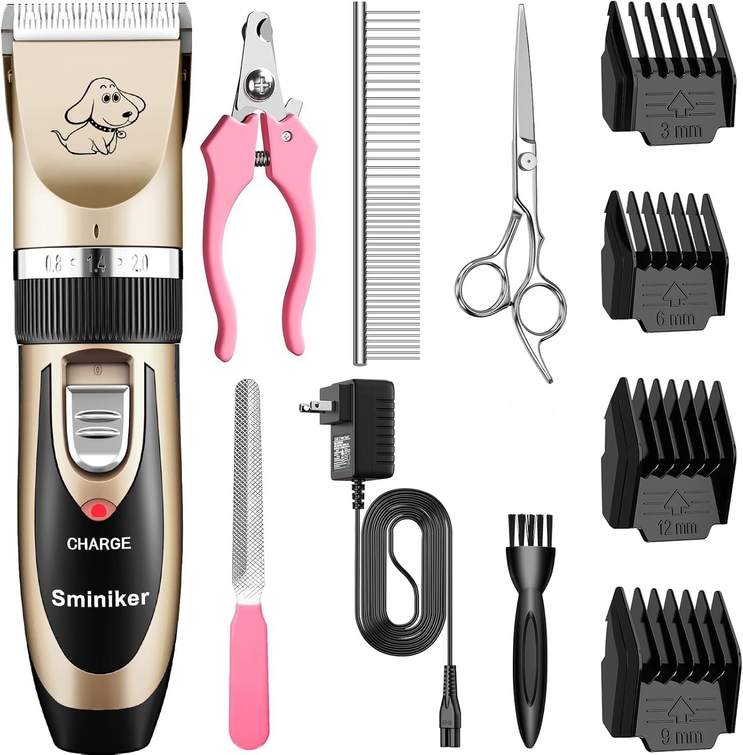 Sminiker Professional Rechargeable Cordless Dogs and Cats Grooming Clippers - Professional Pet Hair Clippers with Comb Guides for Dogs Cats and Other House Animalspet Grooming Kit image number 2