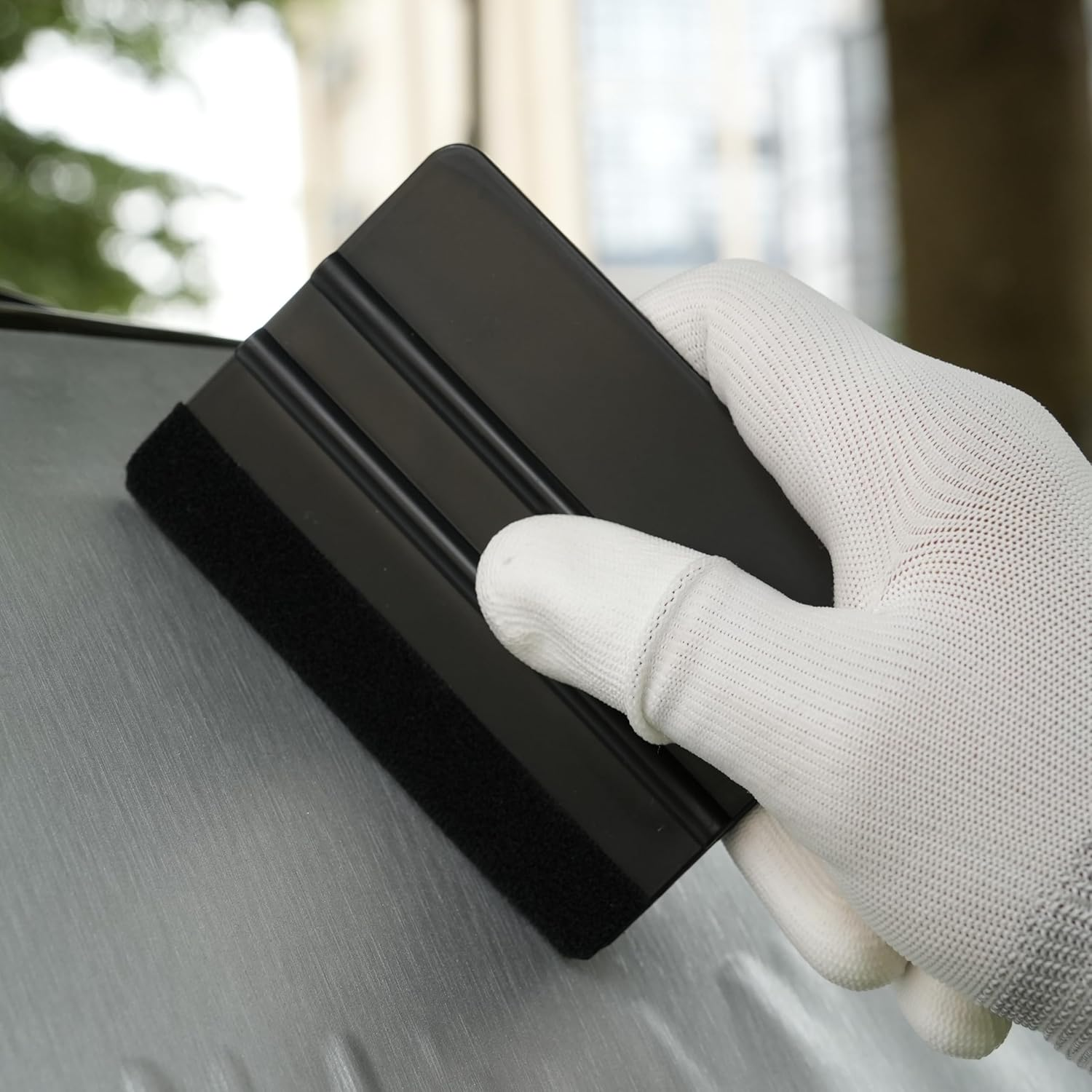 2-Pack Felt Edge Squeegee Tool for Car Vinyl Wrap, Window Tint, & Peel-And-Stick Wallpaper &ndash; Professional Bubble Remover with Scratch-Resistant ABS Plastic, Includes Two Replacement Felt Pads (Black)