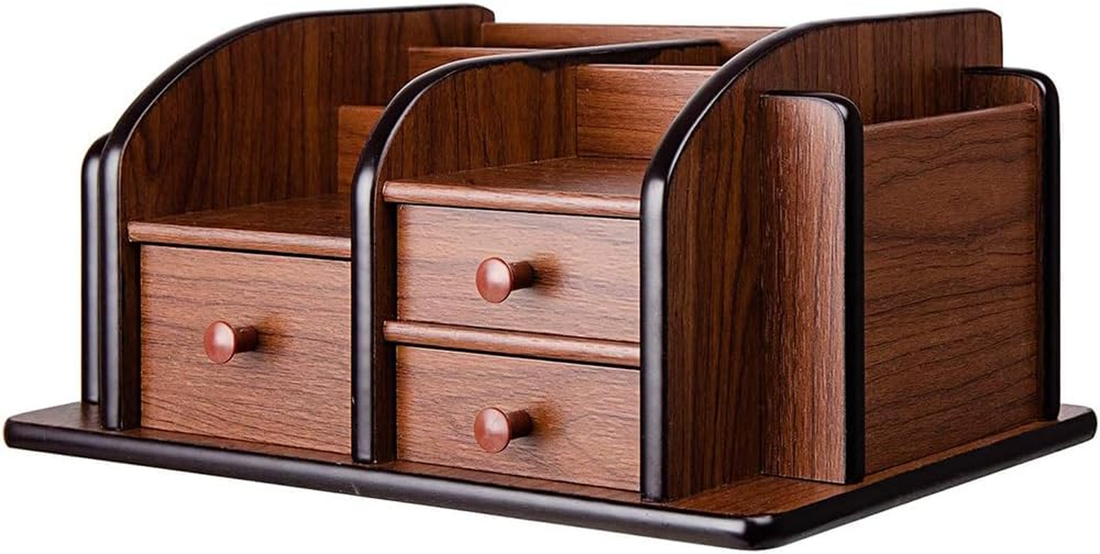 Brown Wooden Desktop Organizer,Wood Office Desk Organizer,Pencil Storage Rack,Large Capacity Drawer,Brown Desktop Accessories,For Kitchen,Desk,Classroom, O0Ffice,Daily Storage image number 5