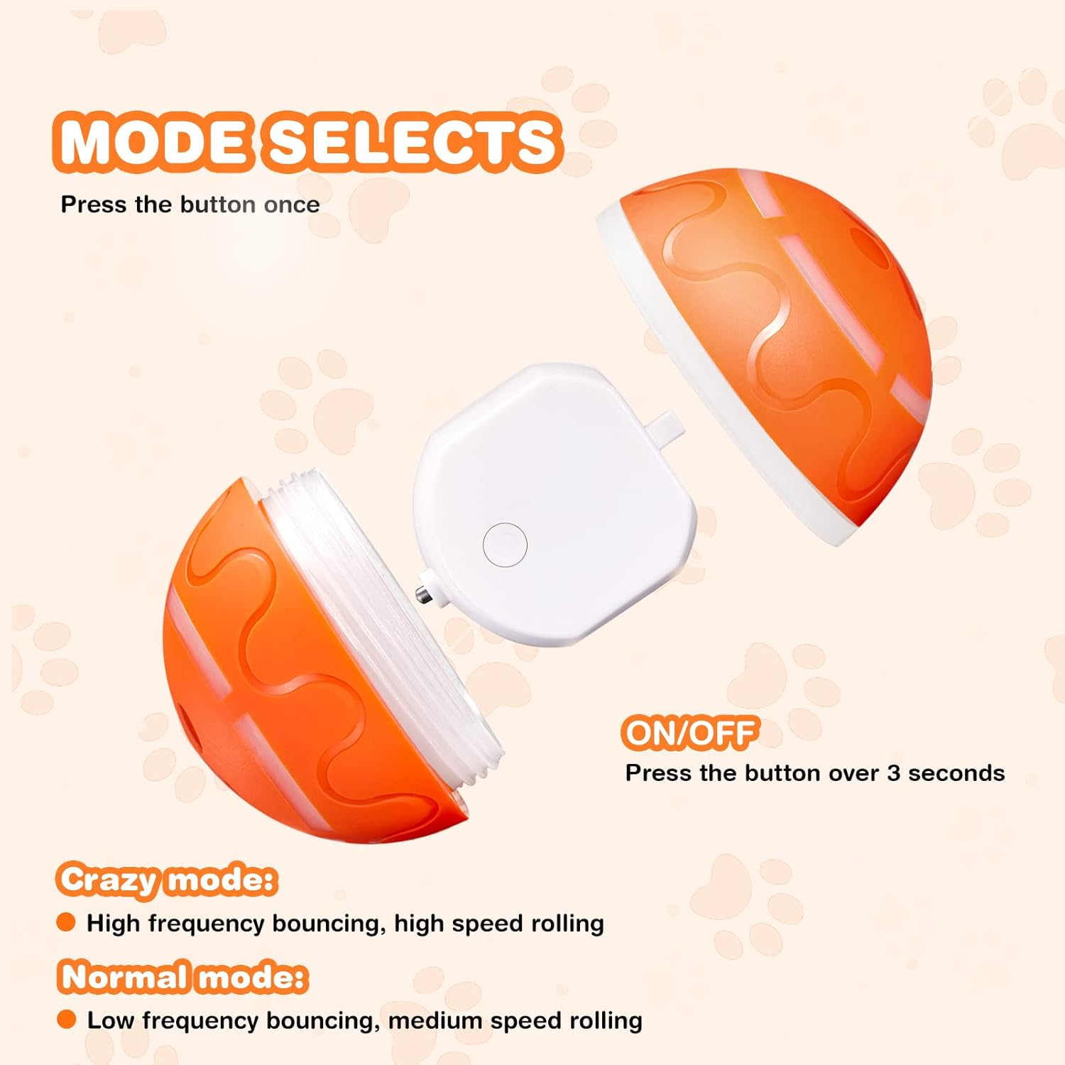 Belobill Interactive Dog Ball Toys, Wicked Ball, Durable Motion Activated Automatic Rolling Ball Toys, Jumping Activation Ball for Puppy/Small/Medium Dogs, USB Rechargeable image number 5